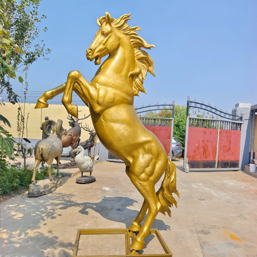 Gold Bronze Rearing Horse