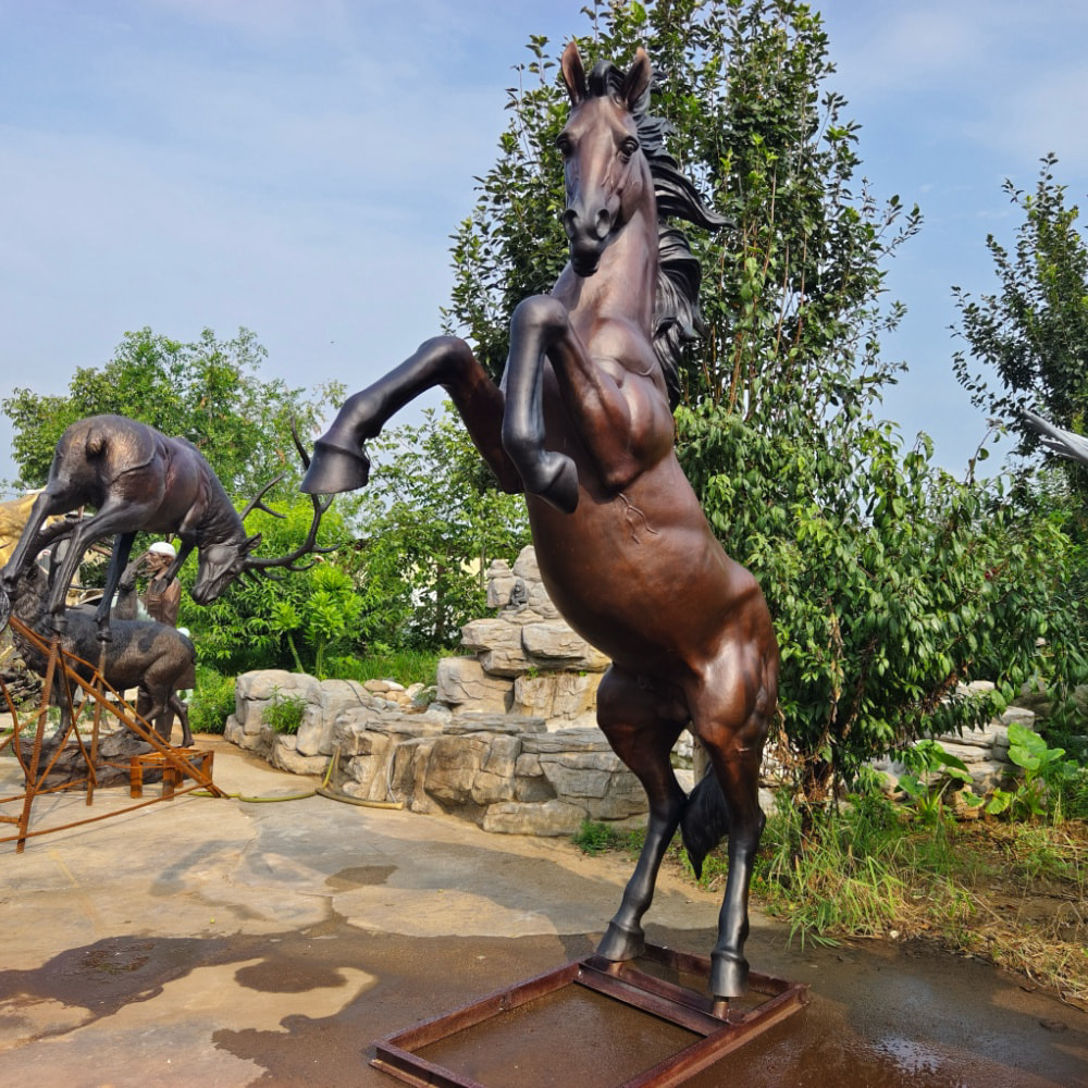 Horse Rearing Bronze Sculpture