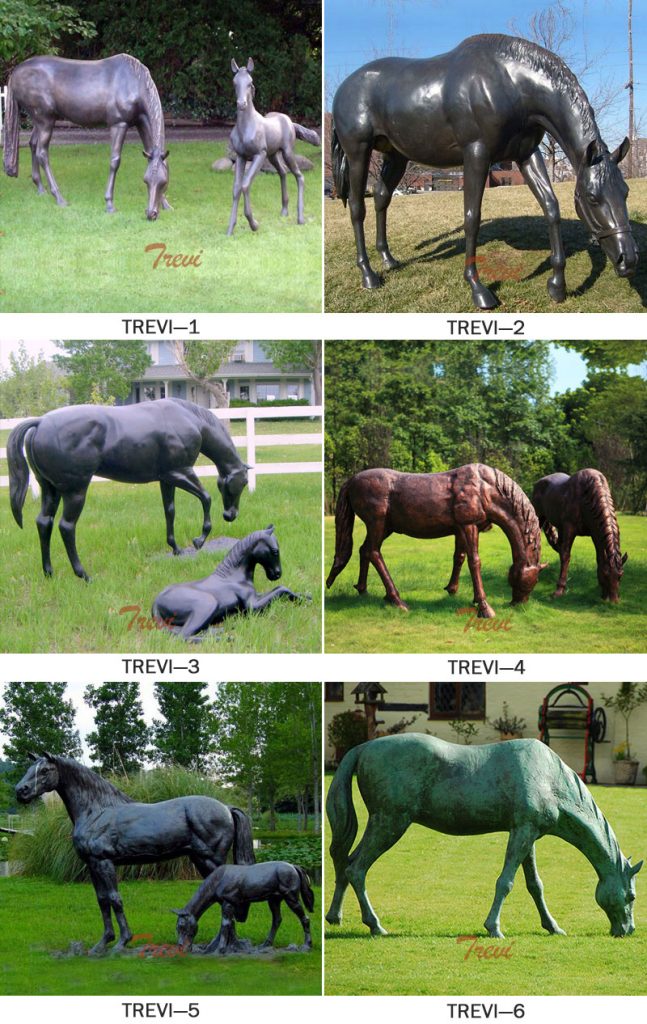 Life size bronze casting grazing horse statues for farm decor- Outdoor ...